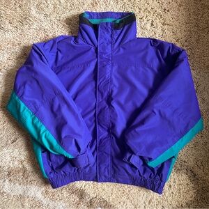 Mens Vintage Team Herman’s Purple & Teal Nylon Fleece Jacket (Size Medium)